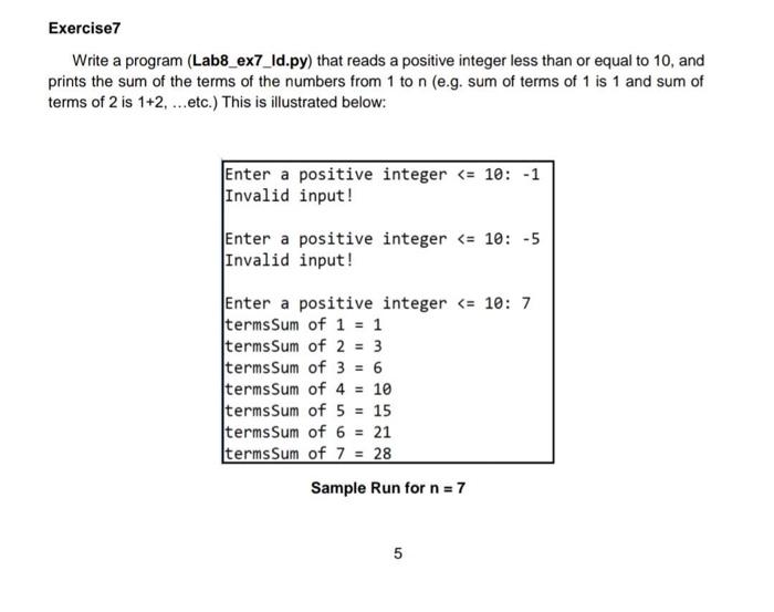 Solved Exercise Write a program (Lab8_ex7_id.py) that reads | Chegg.com