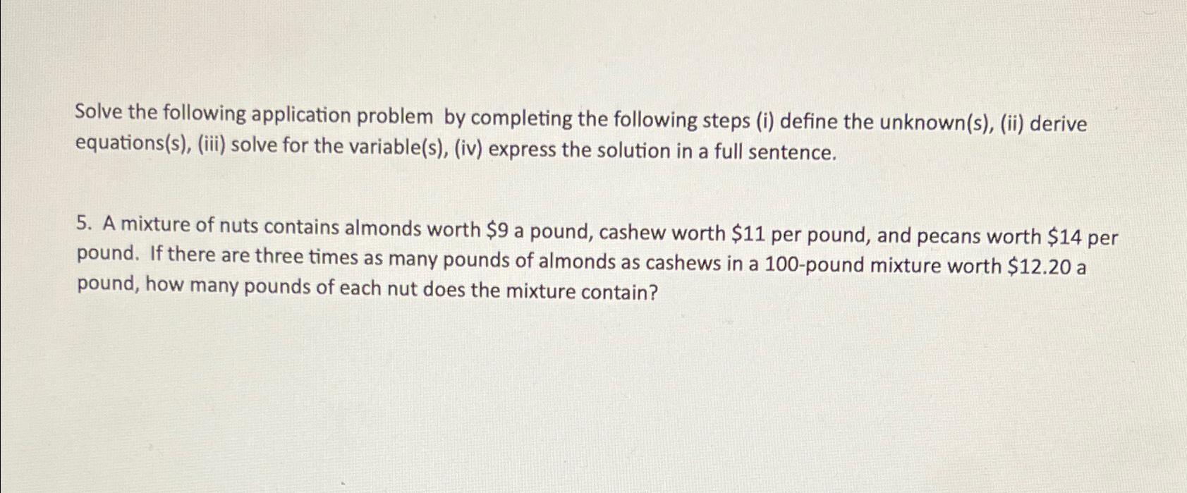 Solved Solve the following application problem by completing