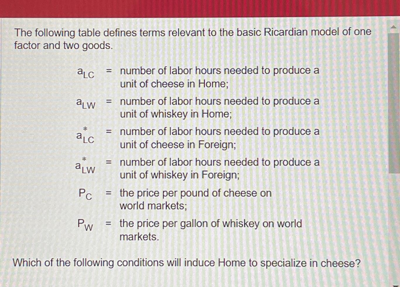 Solved The Following Table Defines Terms Relevant To The | Chegg.com