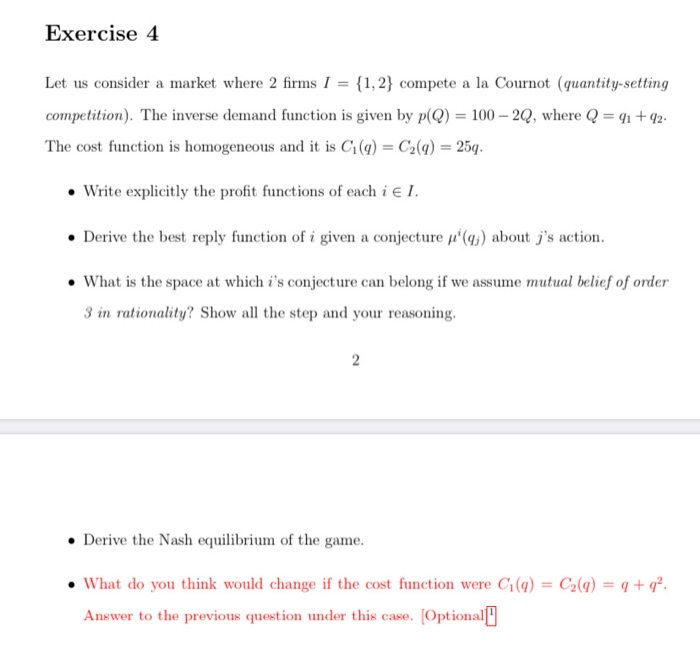 Solved Exercise 5consider The Market Described In Exercis Chegg Com