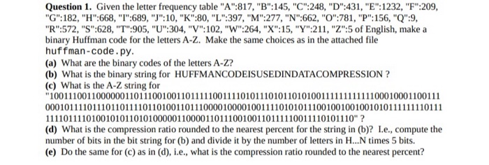 Solved Question 1 Given The Letter Frequency Table A 8 Chegg Com