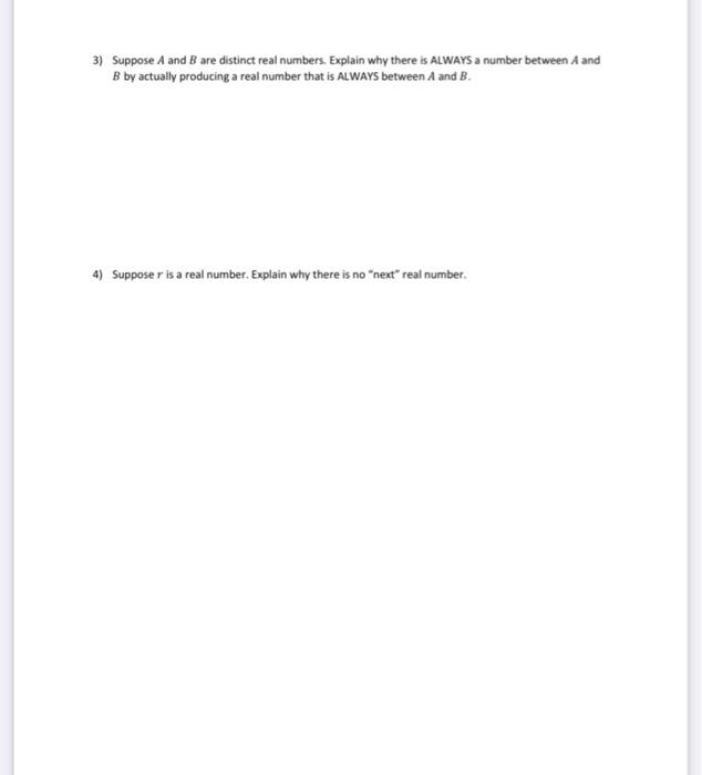 Solved 3) Suppose A And B Are Distinct Real Numbers. Explain | Chegg.com