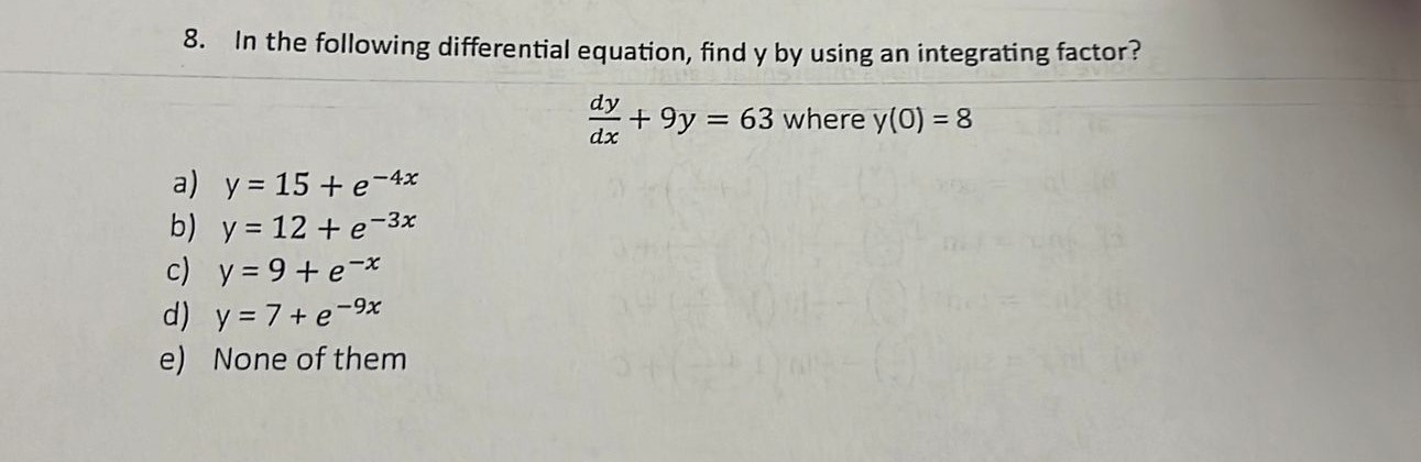 Solved In the following differential equation, find y ﻿by | Chegg.com