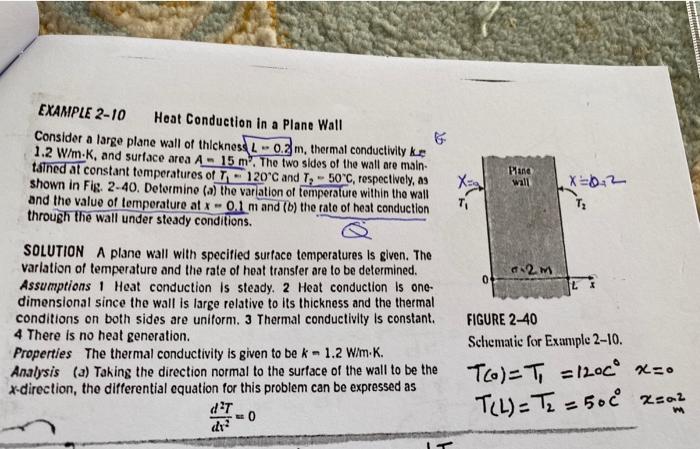 Solved EXAMPLE 2-10 Heat Conduction in a Plane Wall Consider | Chegg.com