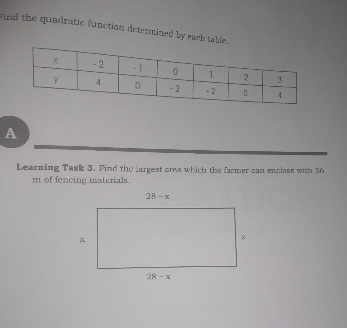 module 2 quadratic functions assignment answer key