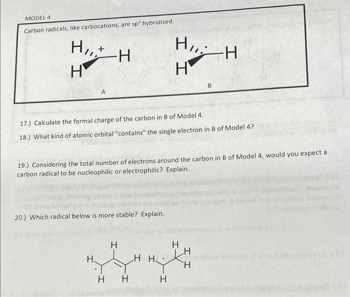 Solved MODEL 4 Carbon radicals, like carbocations, are sp | Chegg.com