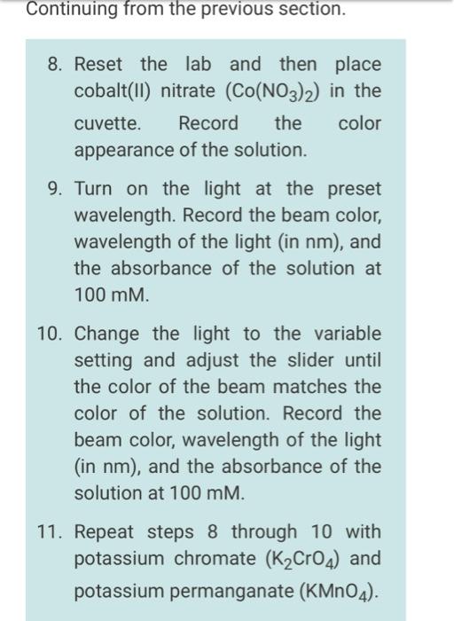 Open the PhET lab simulation for Beer's Law in a new | Chegg.com