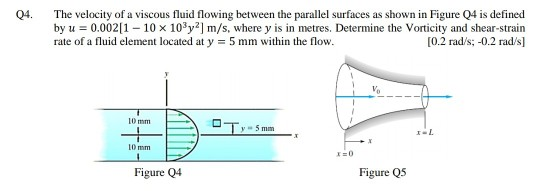 Solved 04. The velocity of a viscous fluid flowing between | Chegg.com