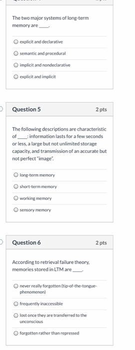 Solved The two major systems of long-term memory are | Chegg.com