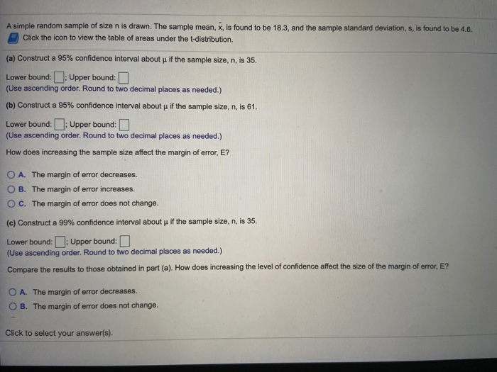 Solved A simple random sample of size n is drawn. The sample | Chegg.com
