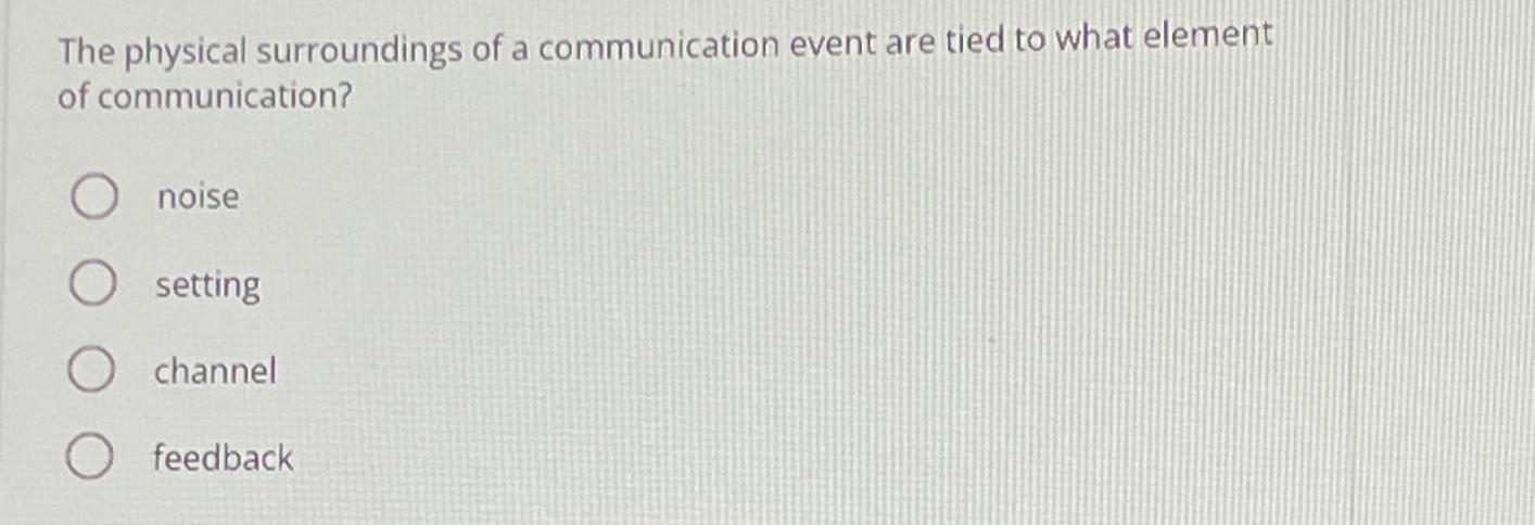 Solved The physical surroundings of a communication event | Chegg.com