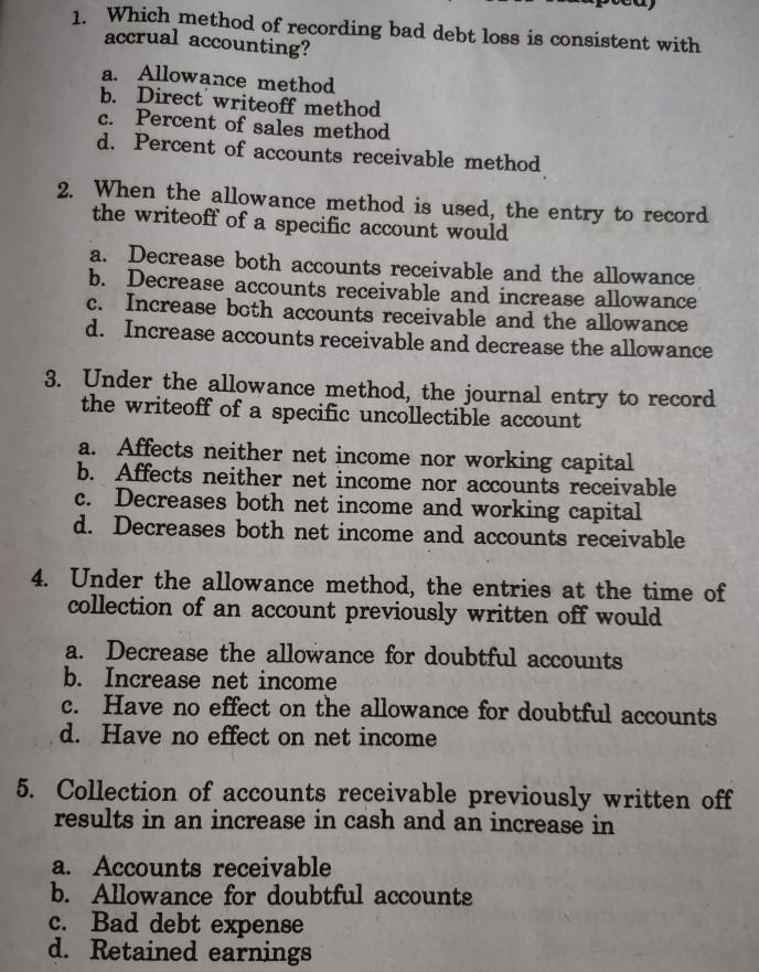 Which method of recording uncollectible accounts expense is consistent with accrual accounting?