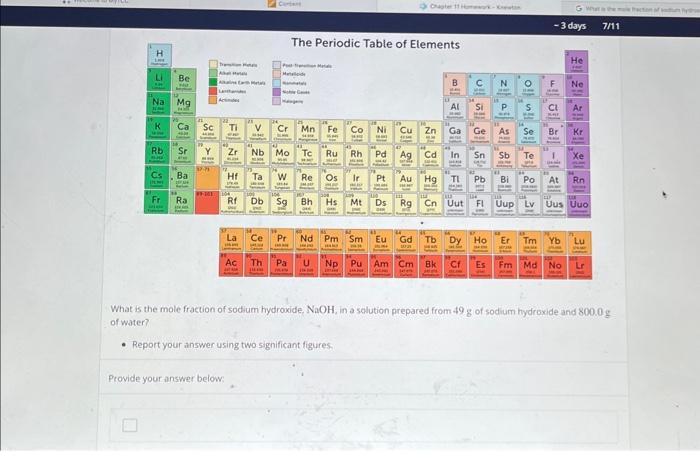 Solved What is the mole fraction of sodium hydroxide, NaOH, | Chegg.com