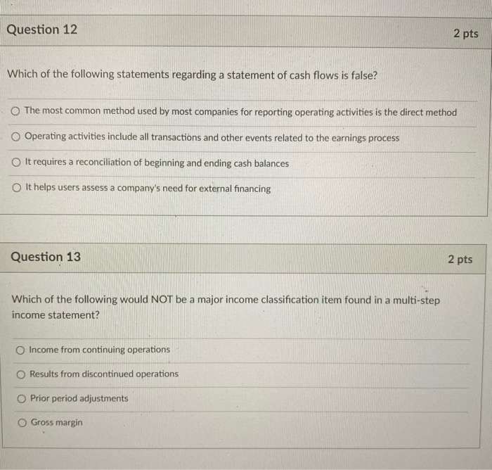 Solved Question 12 2 Pts Which Of The Following Statements | Chegg.com