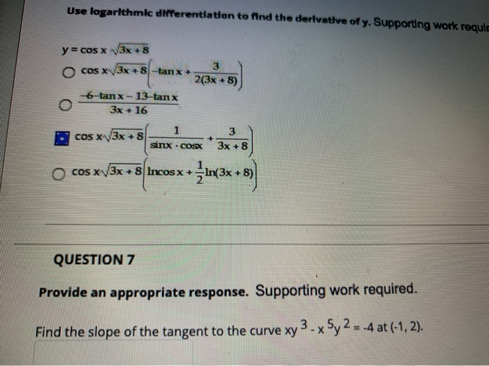 Solved Use logarithmic differentiation to find the | Chegg.com