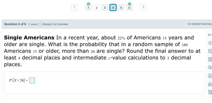 Solved 2 3 5 6 Question 4 of 6 (1 point) | Attempt 2 of | Chegg.com