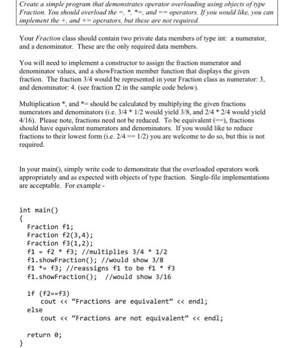 Using C++ operator overloading to make a simple fraction class - CodeProject