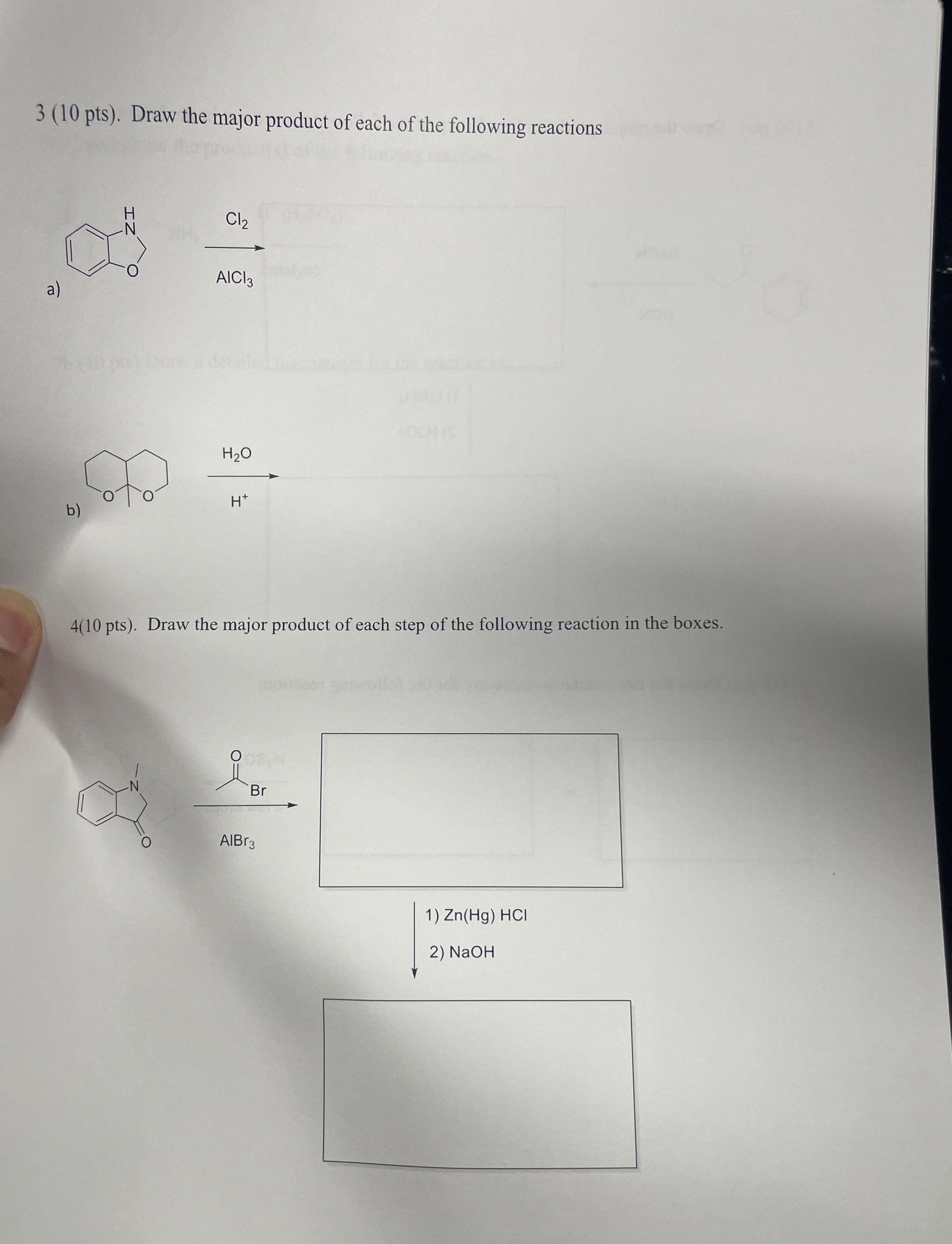 Solved 3 (10 ﻿pts). ﻿Draw the major product of each of the | Chegg.com