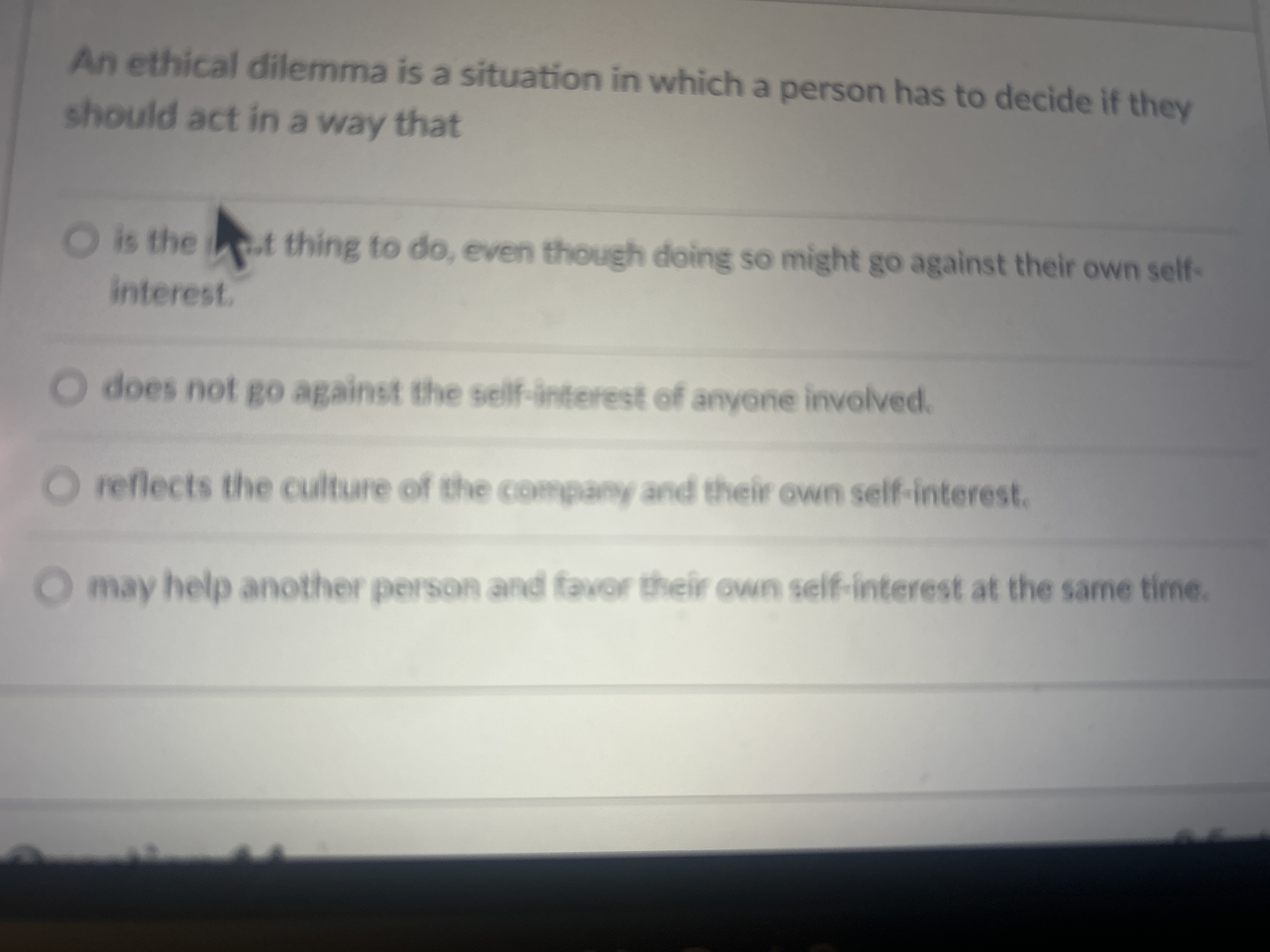 Solved An ethical dilemma is a situation in which a person | Chegg.com