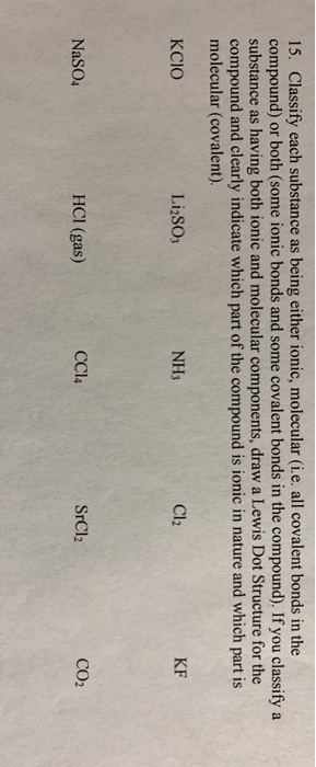 solved-15-classify-each-substance-as-being-either-ionic-chegg