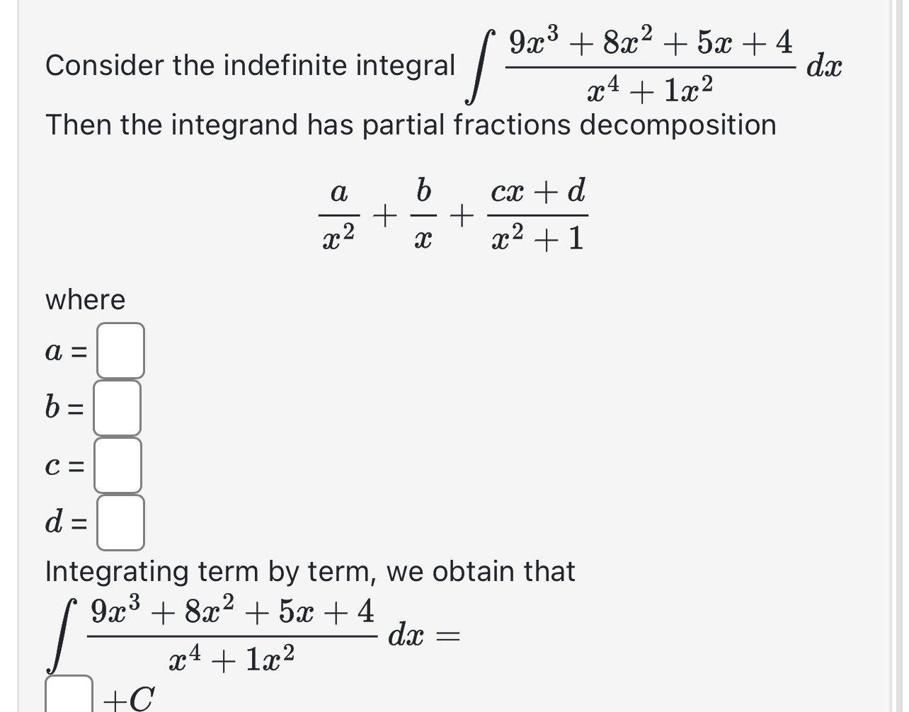 Solved Consider The Indefinite Integral