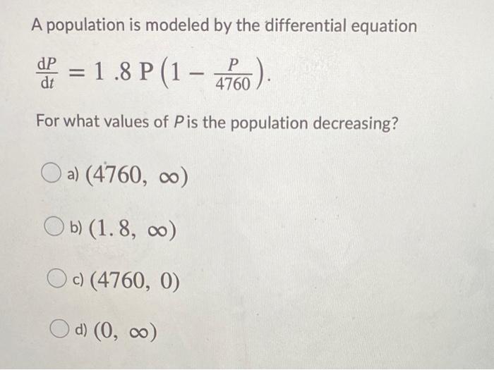 Solved A population is modeled by the differential equation | Chegg.com