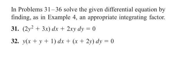 Solved In Problems 31 -36 solve the given differential | Chegg.com