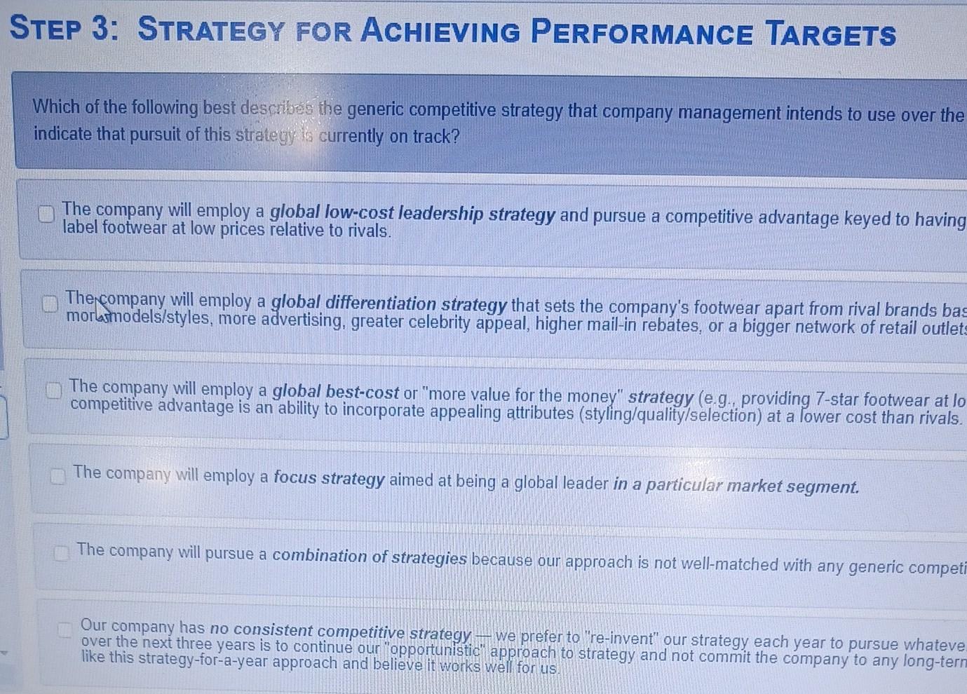 solved-step-3-strategy-for-achieving-performance-targets-chegg