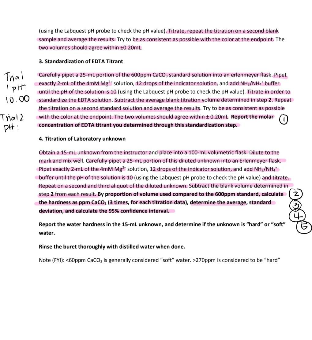 Solved Lab 6 Determination of Water Hardness by EDTA