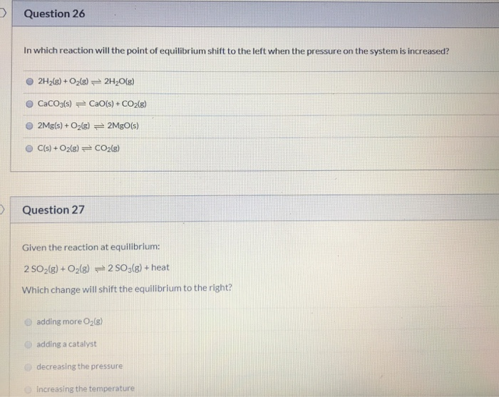 Solved Question 26 In which reaction will the point of | Chegg.com