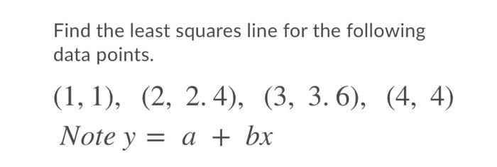 Solved Find the least squares line for the following data | Chegg.com