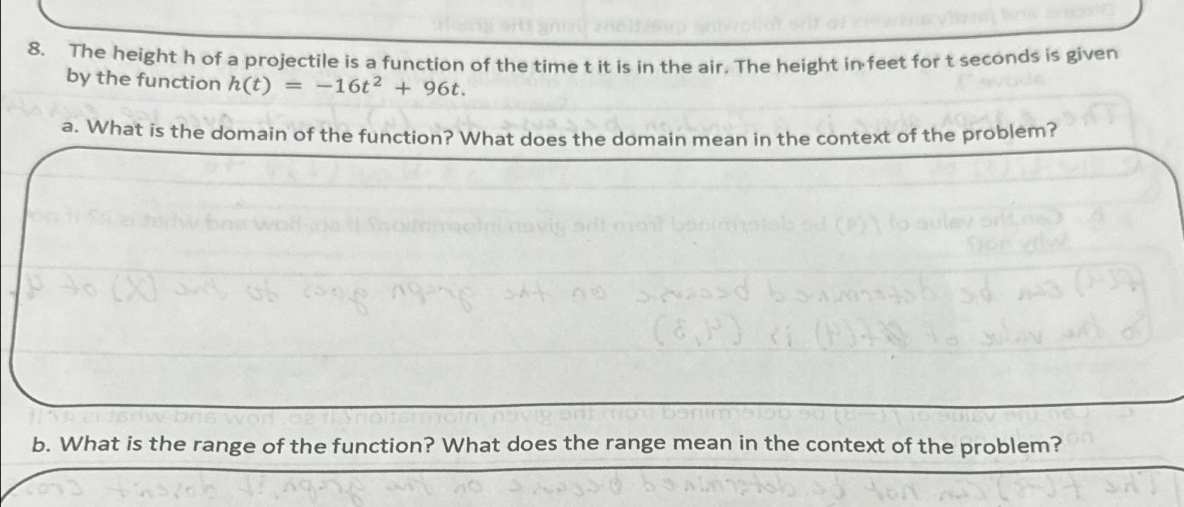 Solved The height h ﻿of a projectile is a function of the | Chegg.com