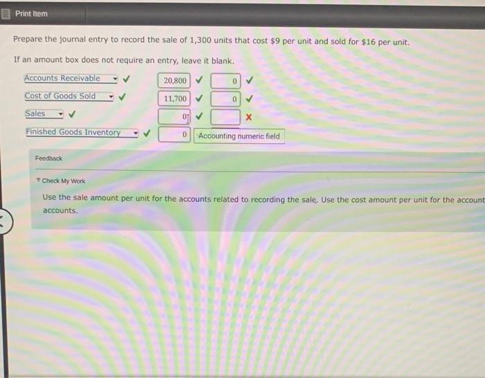 Solved Prepare the joumal entry to record the sale of 1,300 | Chegg.com