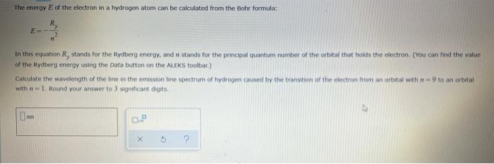 Solved The energy of the electron in a hydrogen atom can be | Chegg.com