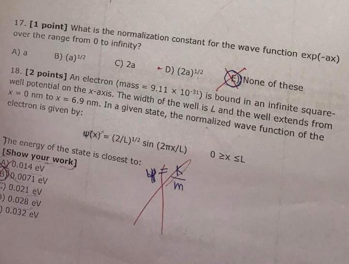 Solved 17. [1 point] What is the normalization constant for | Chegg.com