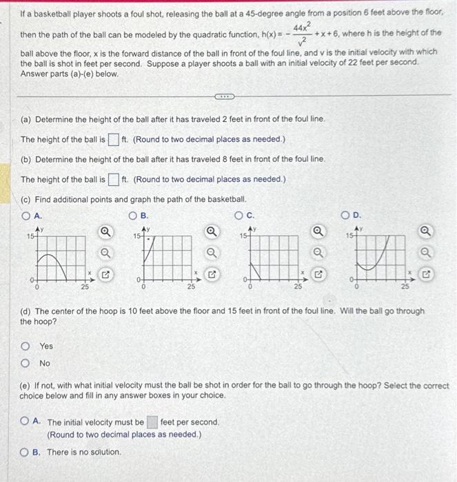 Solved If a basketball player shoots a foul shot, releasing