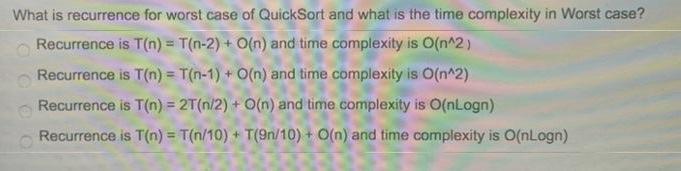 Solved Worst case Running Time For Any Comparison Based