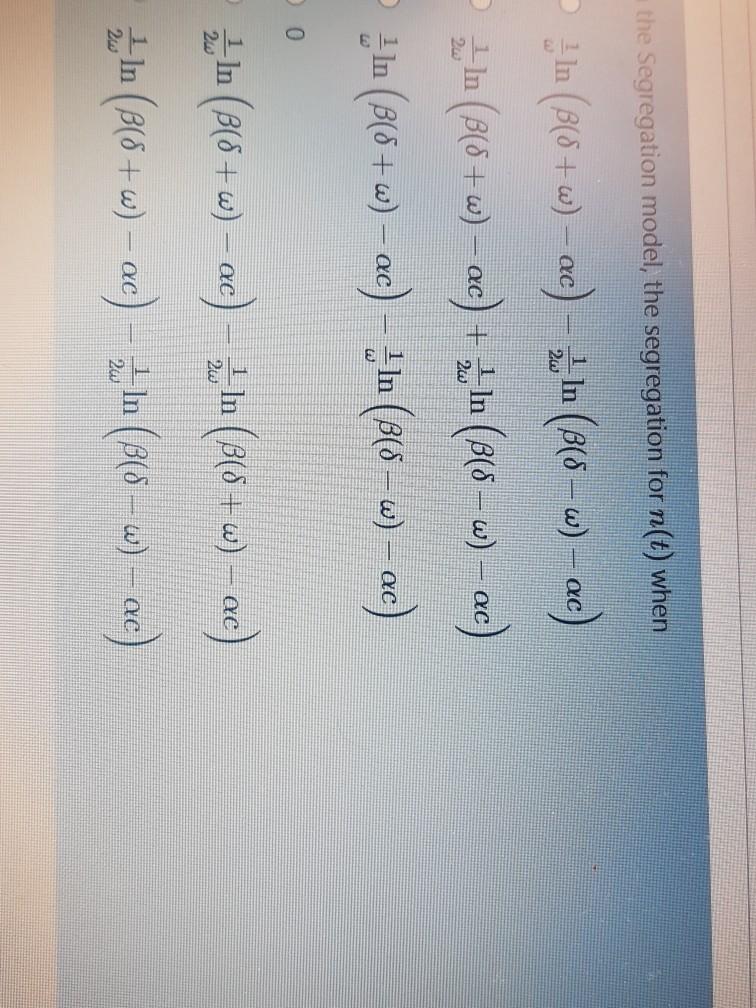 Solved The Segregation Model The Segregation For N T Wh Chegg Com