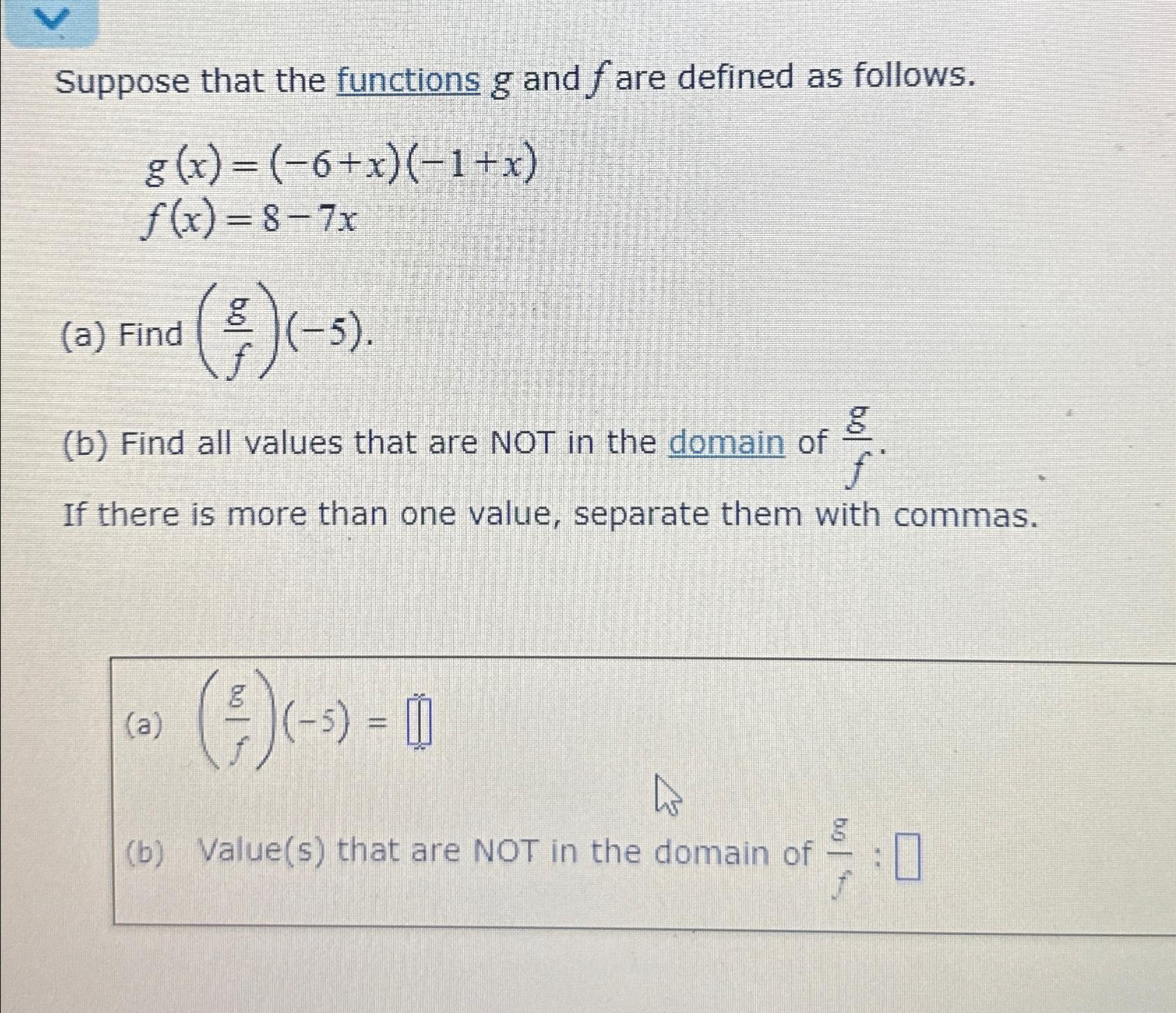 Solved Suppose that the functions g ﻿and f ﻿are defined as | Chegg.com