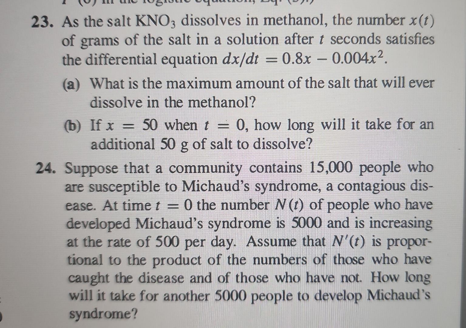 Solved 23. As the salt KNO3 dissolves in methanol, the