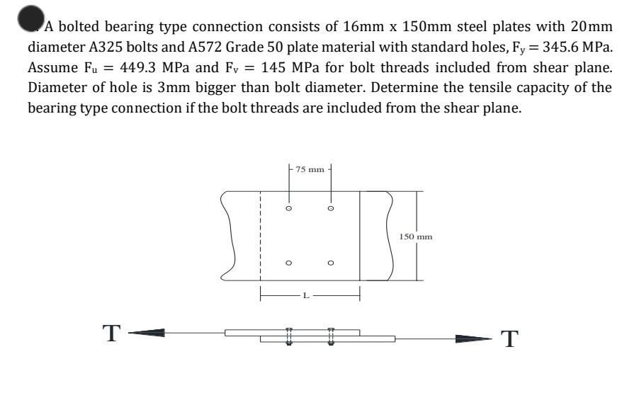 Solved A bolted bearing type connection consists of 16mm x | Chegg.com