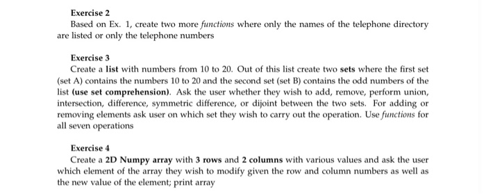Solved Exercise 2 Based on Ex. 1, create two more functions | Chegg.com
