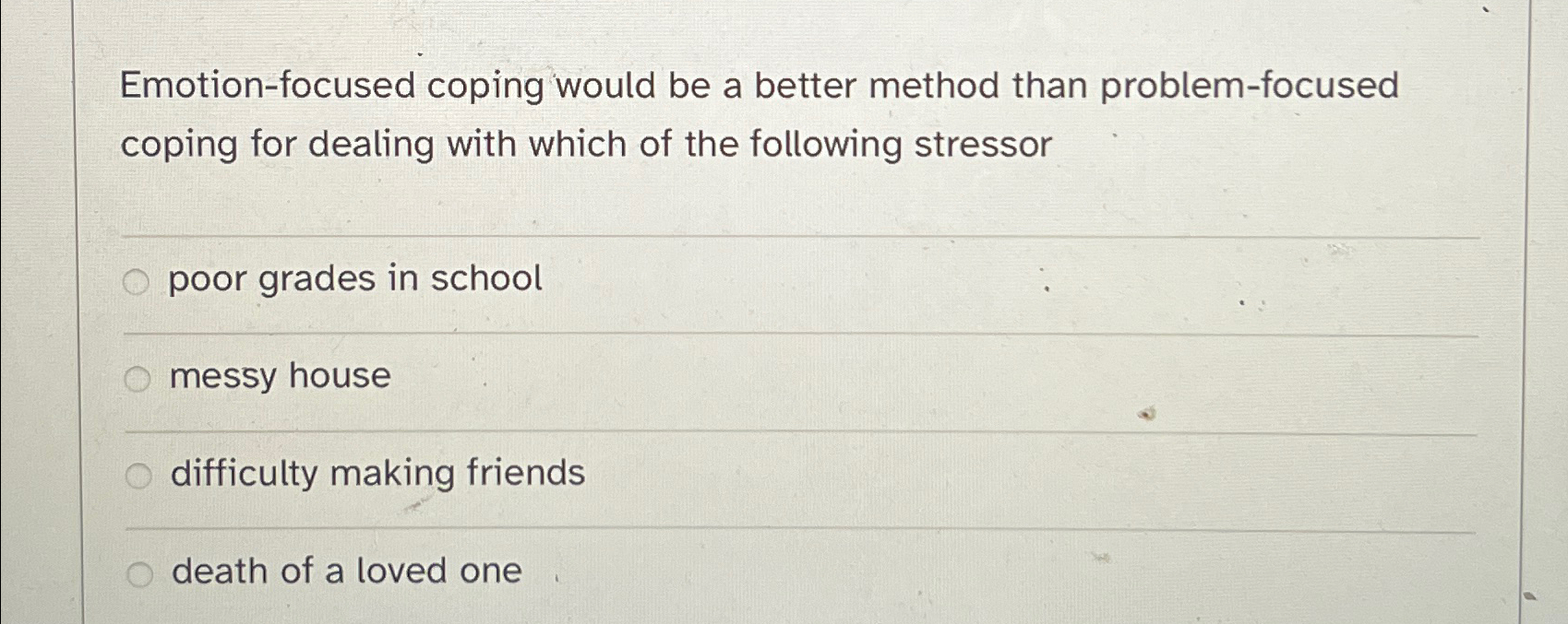 Solved Emotion-focused coping would be a better method than | Chegg.com