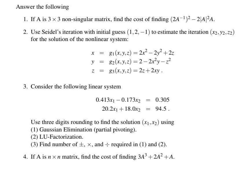 Solved NUMERICAL METHODS Please Solve The Question As | Chegg.com