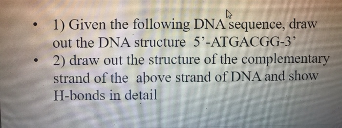 Solved • 1) Given The Following DNA Sequence, Draw Out The | Chegg.com