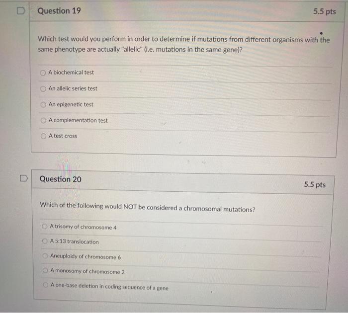 Solved D Question 19 5.5 pts Which test would you perform in | Chegg.com