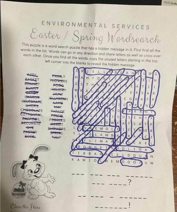This puzzle is a word search puzzle that has a hidden | Chegg.com
