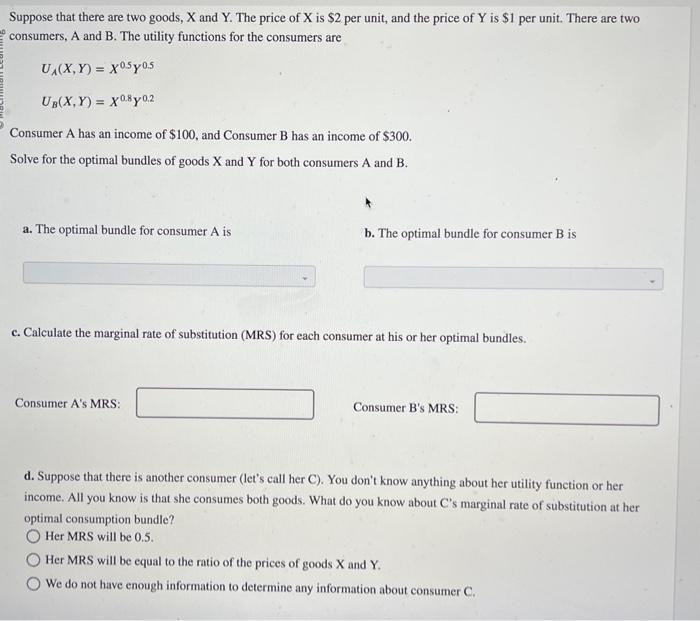 Solved Suppose That There Are Two Goods, X And Y. The Price | Chegg.com