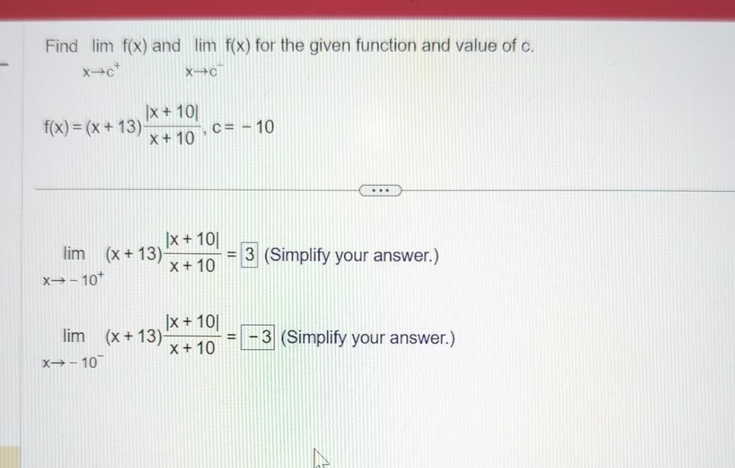 Solved Find Lim F X And Lim F X For The Given