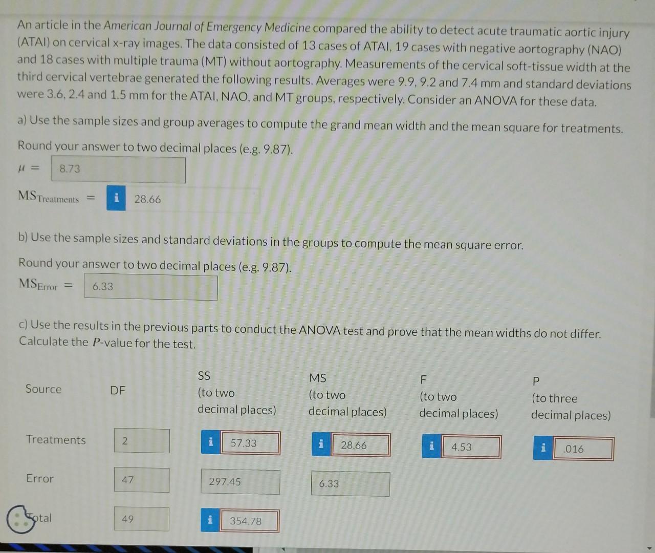 Solved c) Use the results in the previous parts to conduct | Chegg.com